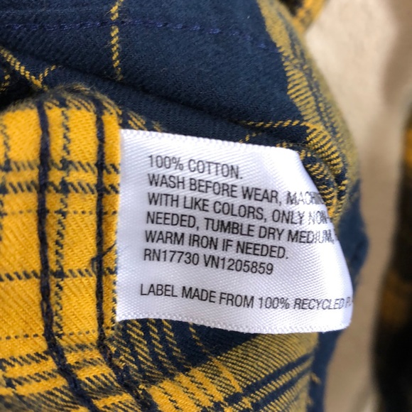 Good Fellow Men's Shirt S Plaid Yellow Navy NWT Long Sleeve - Picture 6 of 8